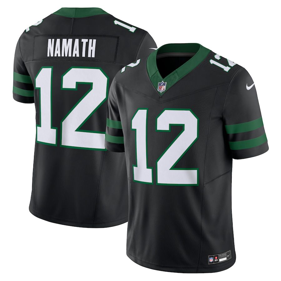 Men New York Jets #12 Joe Namath Nike Legacy Black Alternate Vapor F.U.S.E. Limited NFL Jersey->new york jets->NFL Jersey
